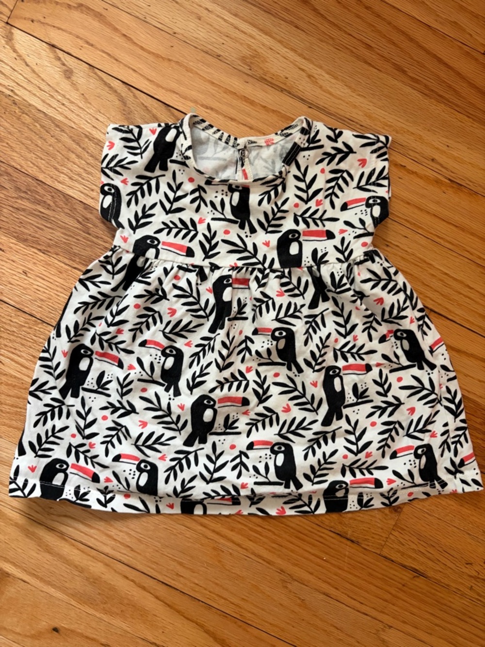 Winter water factory 12 months cotton dress tunic with black orange parrot print